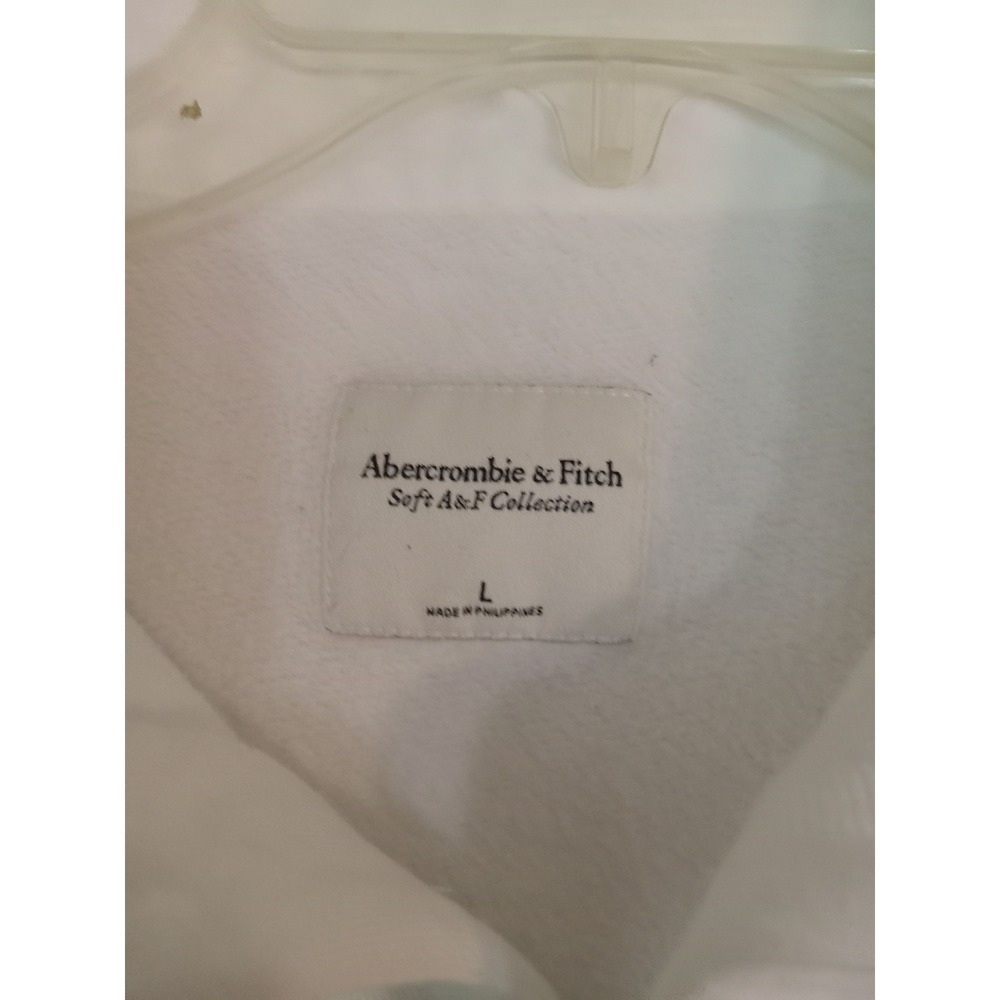 Abercrombie & Fitch Soft A&F Collection White Polo Cropped Sweatshirt Large - Picture 2 of 4